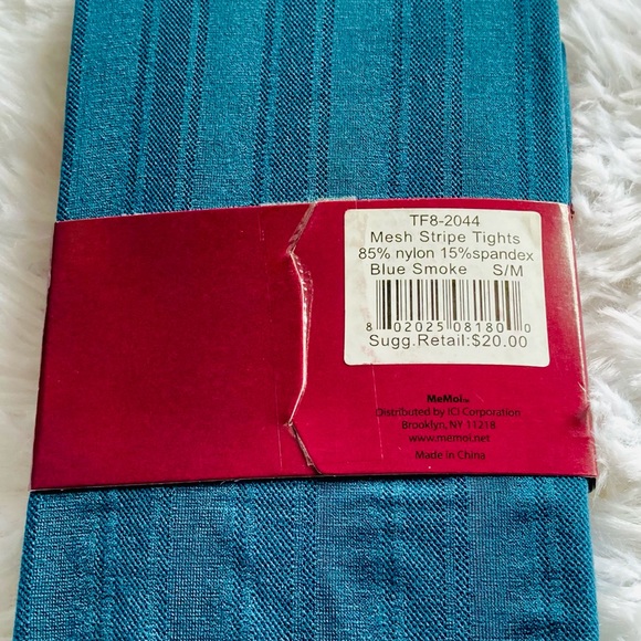🌞3/$18🌞MeMoi sz S/M Blue Smoke Striped Tights - Picture 2 of 4